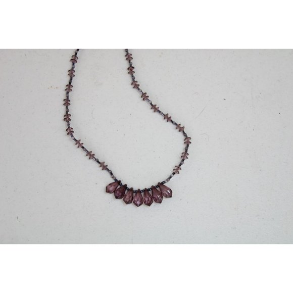 Faux Amethyst Beaded Necklace Vintage Purple Lavender Lilac 90891 - Picture 3 of 5